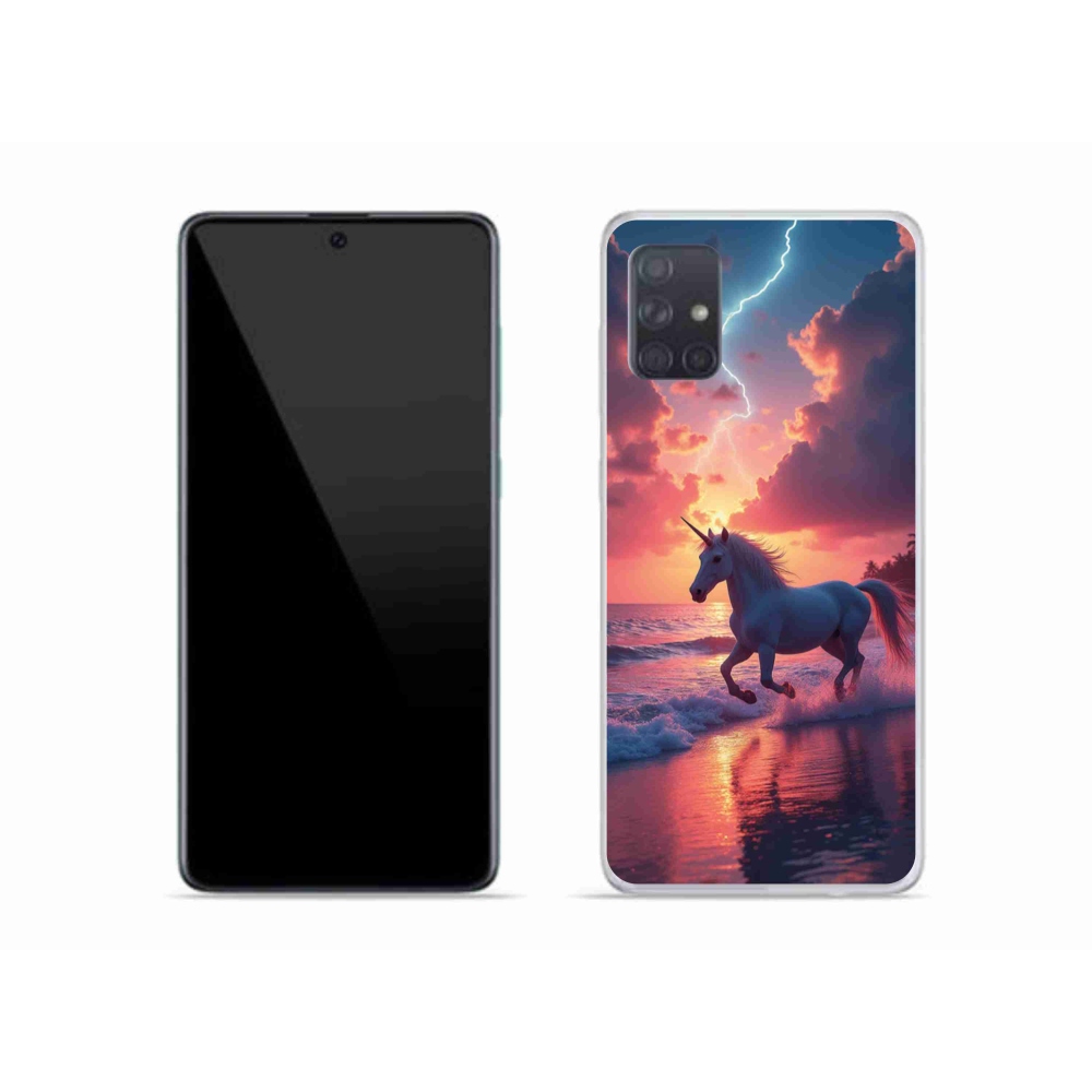 Zselés borítás mmCase Samsung Galaxy A51 készülékhez - egyszarvú a tengerparton