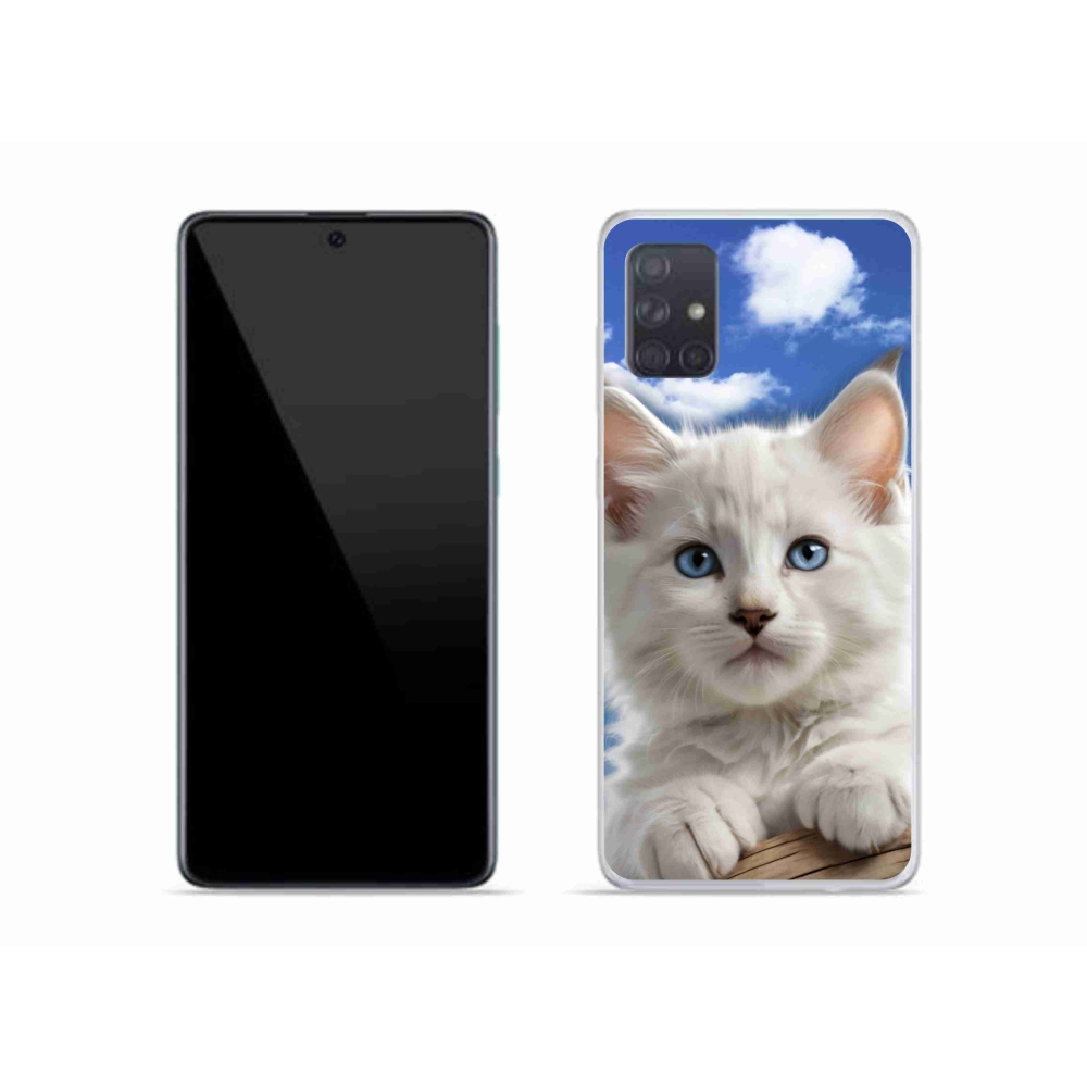 Gél borító mmCase Samsung Galaxy A51 készülékhez - cica és felhők