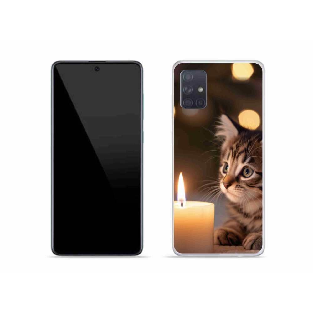 Gél borítás mmCase Samsung Galaxy A51 készülékhez - cica és gyertya