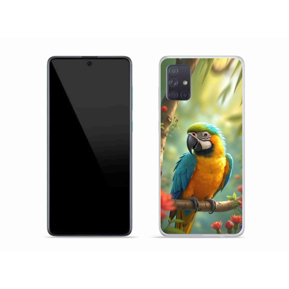 Zselés borítás mmCase Samsung Galaxy A51 készülékhez - papagáj ara kék és sárga
