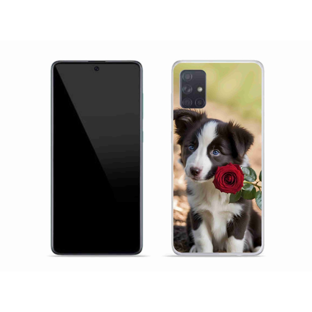Gél borítás mmCase Samsung Galaxy A51 készülékhez - aranyos border collie rózsával