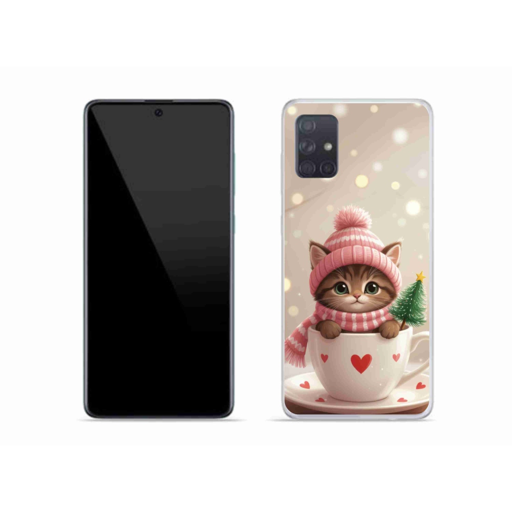 Gél borítás mmCase Samsung Galaxy A51 készülékhez - Karácsonyi cica egy csészében