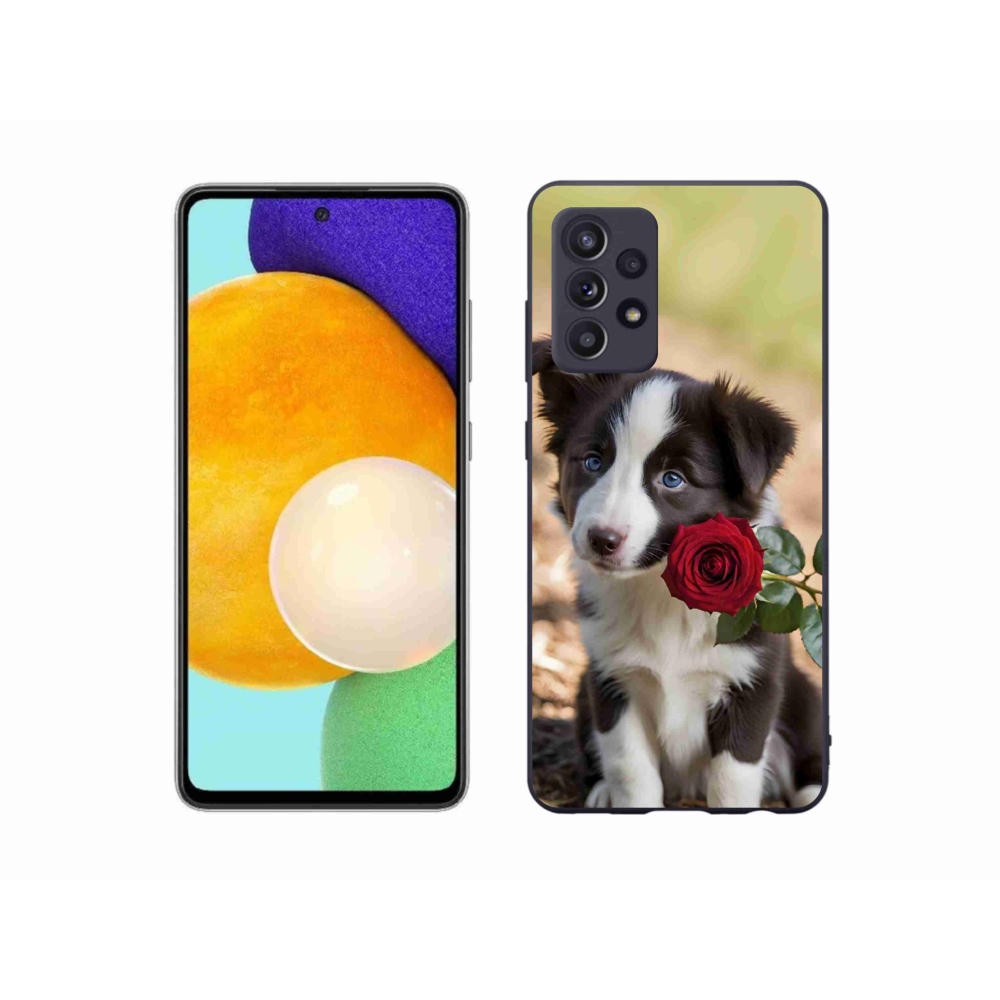 Gél borítás mmCase Samsung Galaxy A52/52 5G - aranyos border collie rózsával