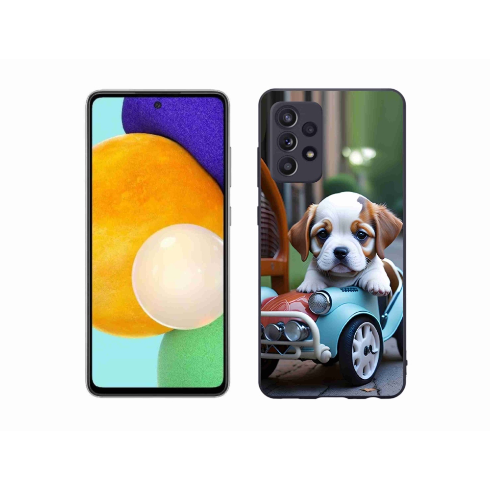 Gél borítás mmCase Samsung Galaxy A52/52 5G - kiskutya retro autóban