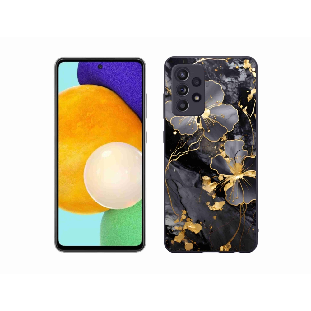 Zselés borítás mmCase Samsung Galaxy A52/A52 5G - arany virágok