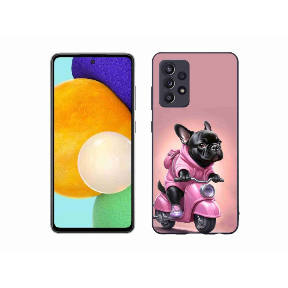 Zselés borítás mmCase Samsung Galaxy A52s 5G - Francia bulldog egy robogón