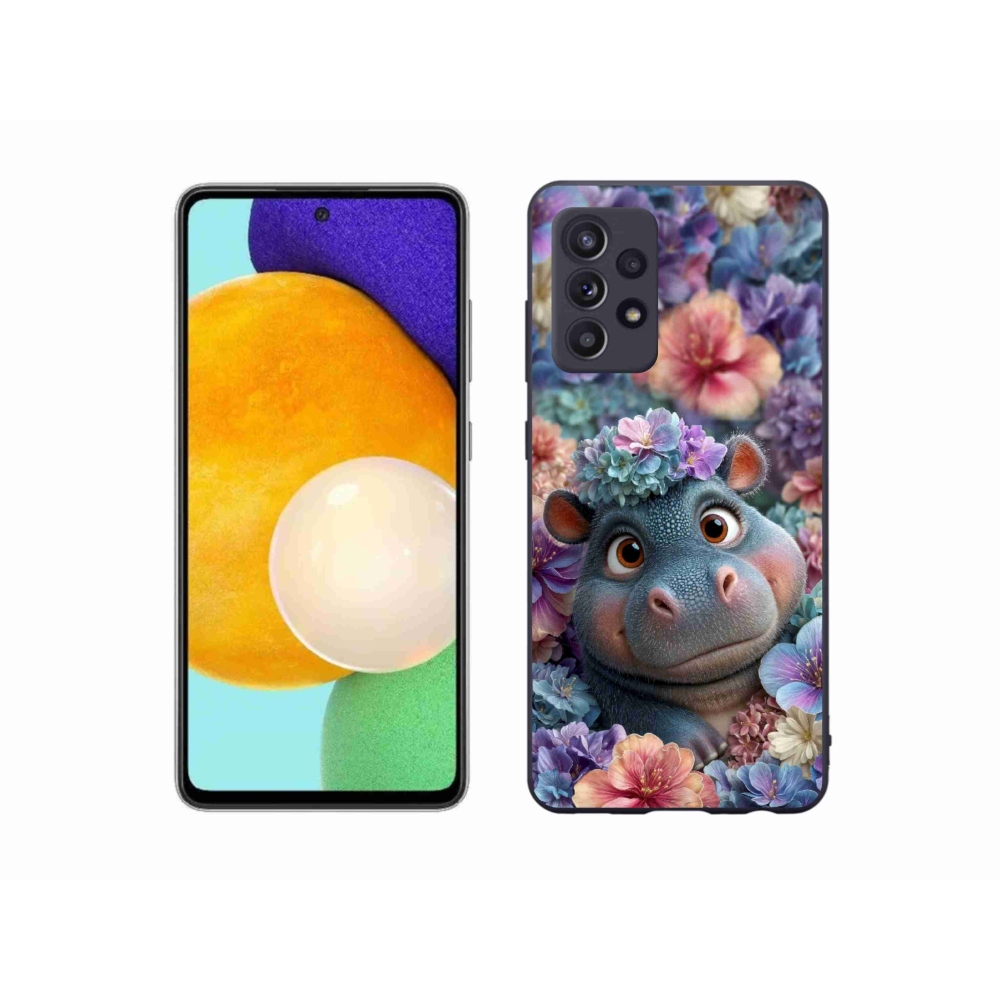 Zselés borítás mmCase Samsung Galaxy A52s 5G - víziló virágokkal