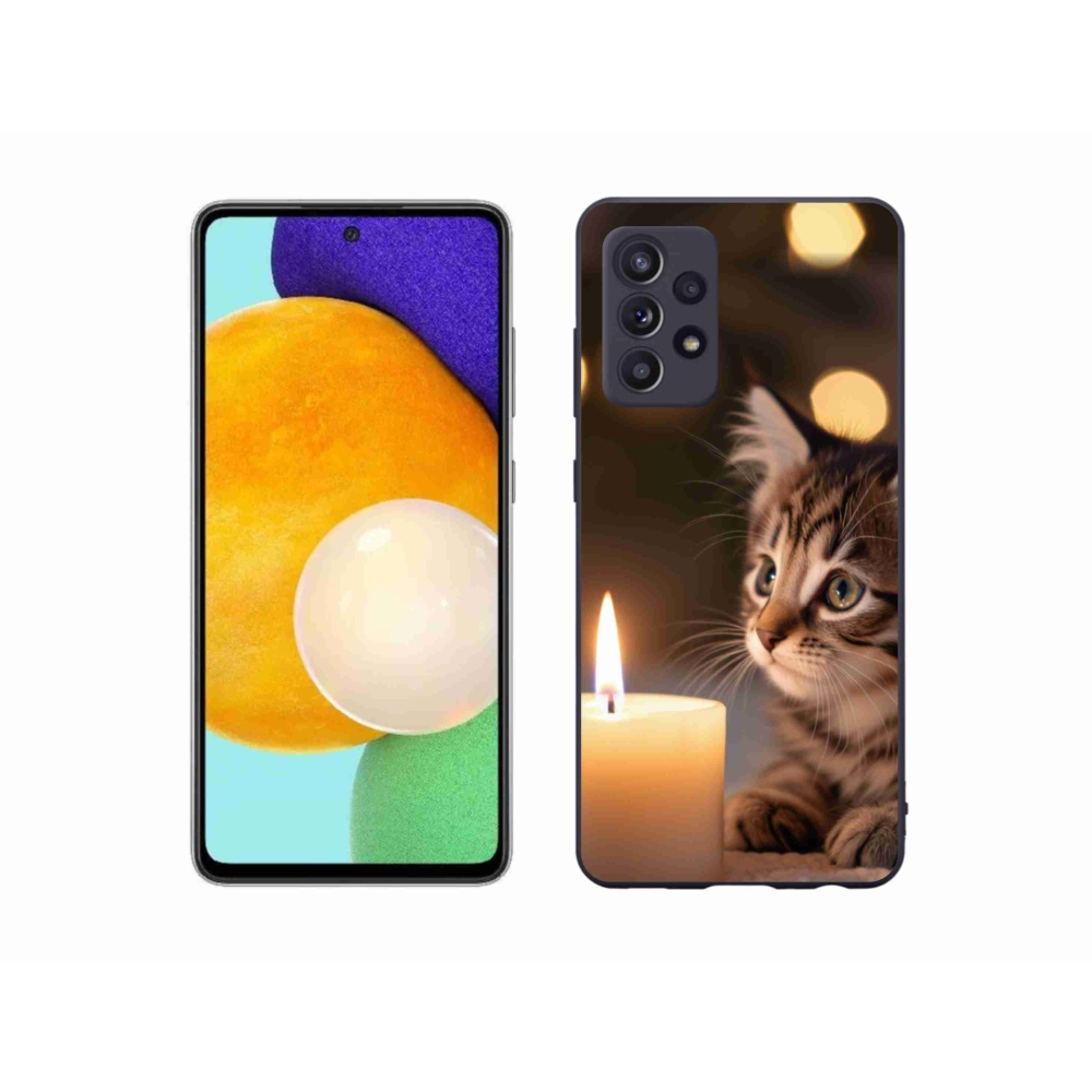 Gél borítás mmCase Samsung Galaxy A52s 5G - cica és gyertya