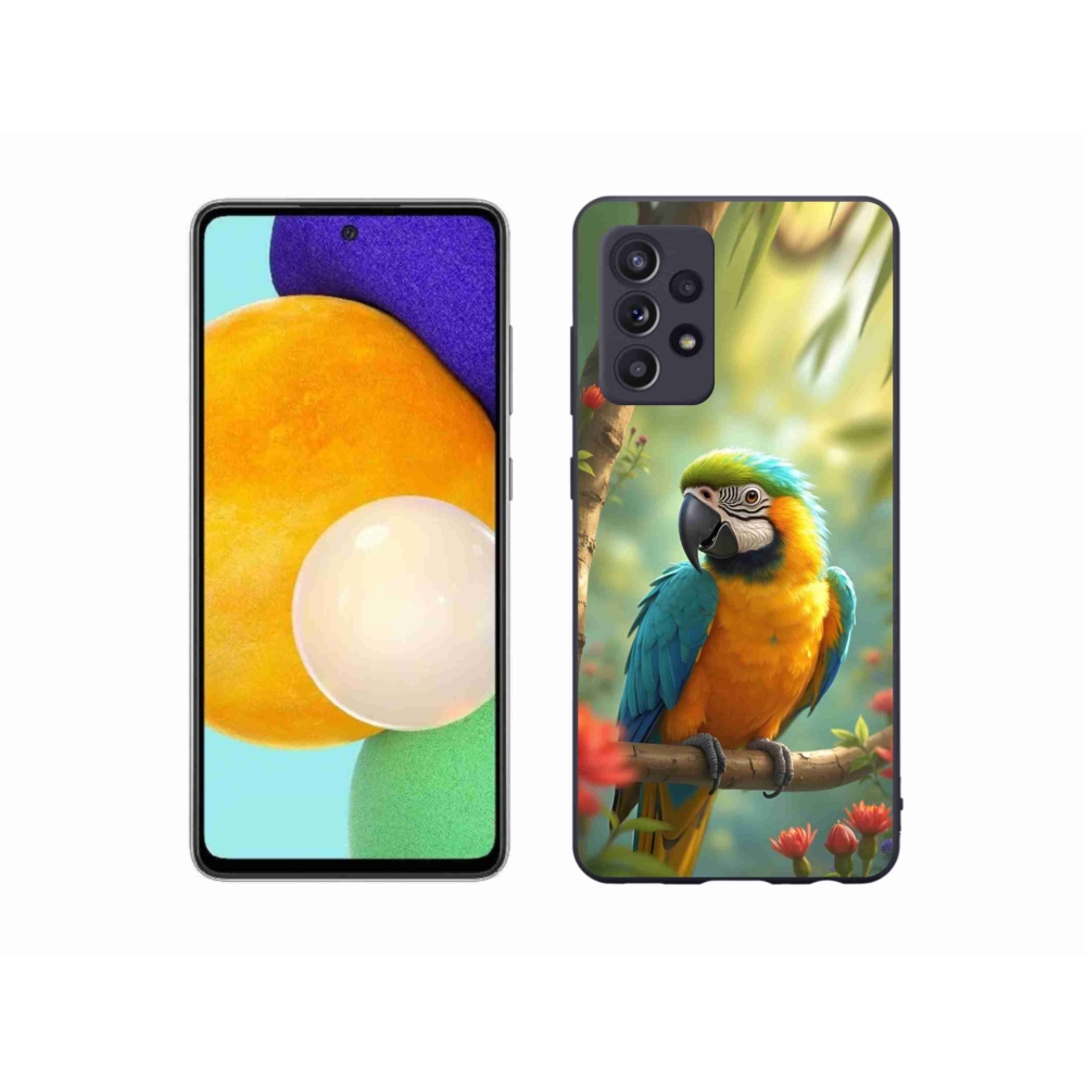 Zselés borítás mmCase Samsung Galaxy A52s 5G - papagáj ara kék és sárga