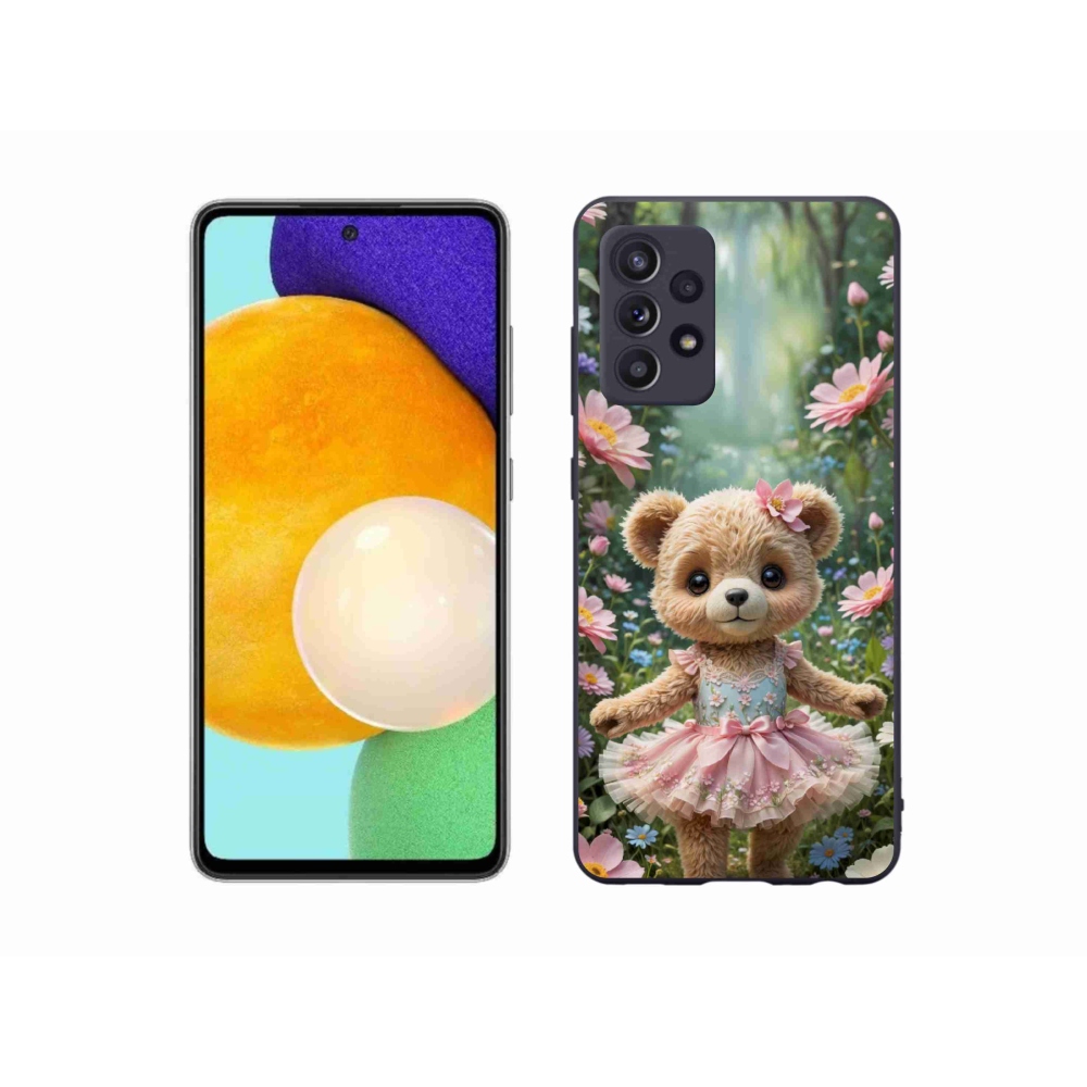 Gél borítás mmCase Samsung Galaxy A52s 5G - aranyos mackó virágokkal
