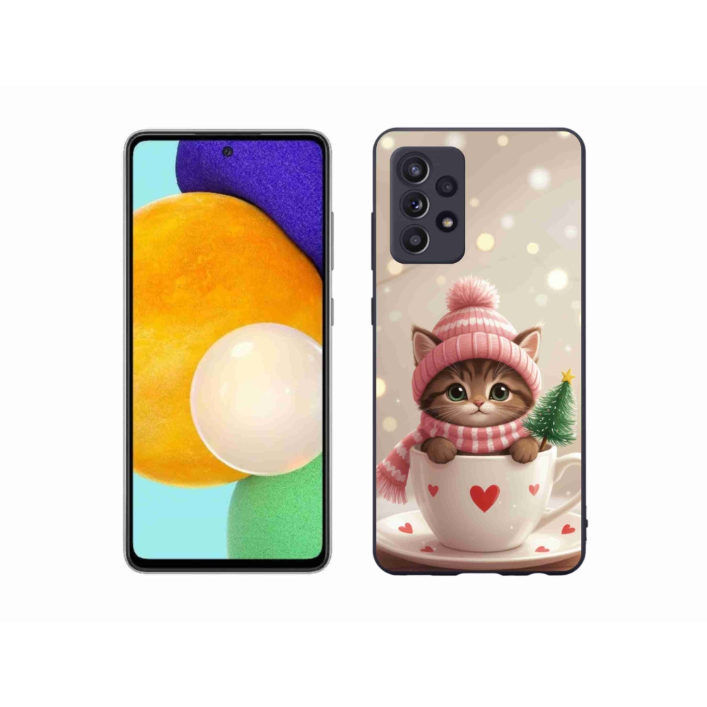 Gél borítás mmCase Samsung Galaxy A52s 5G - Karácsonyi cica egy csészében