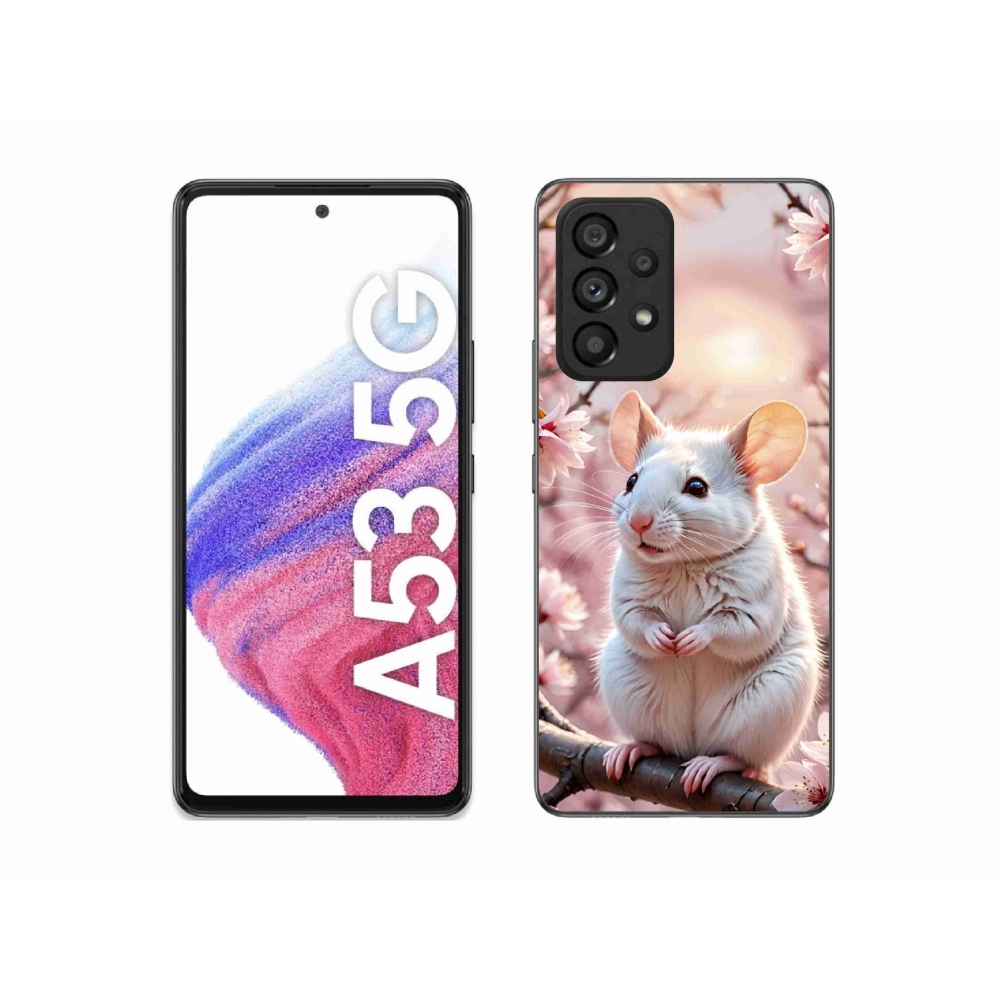 Zselés borítás mmCase Samsung Galaxy A53 5G - fehér egér az ágon