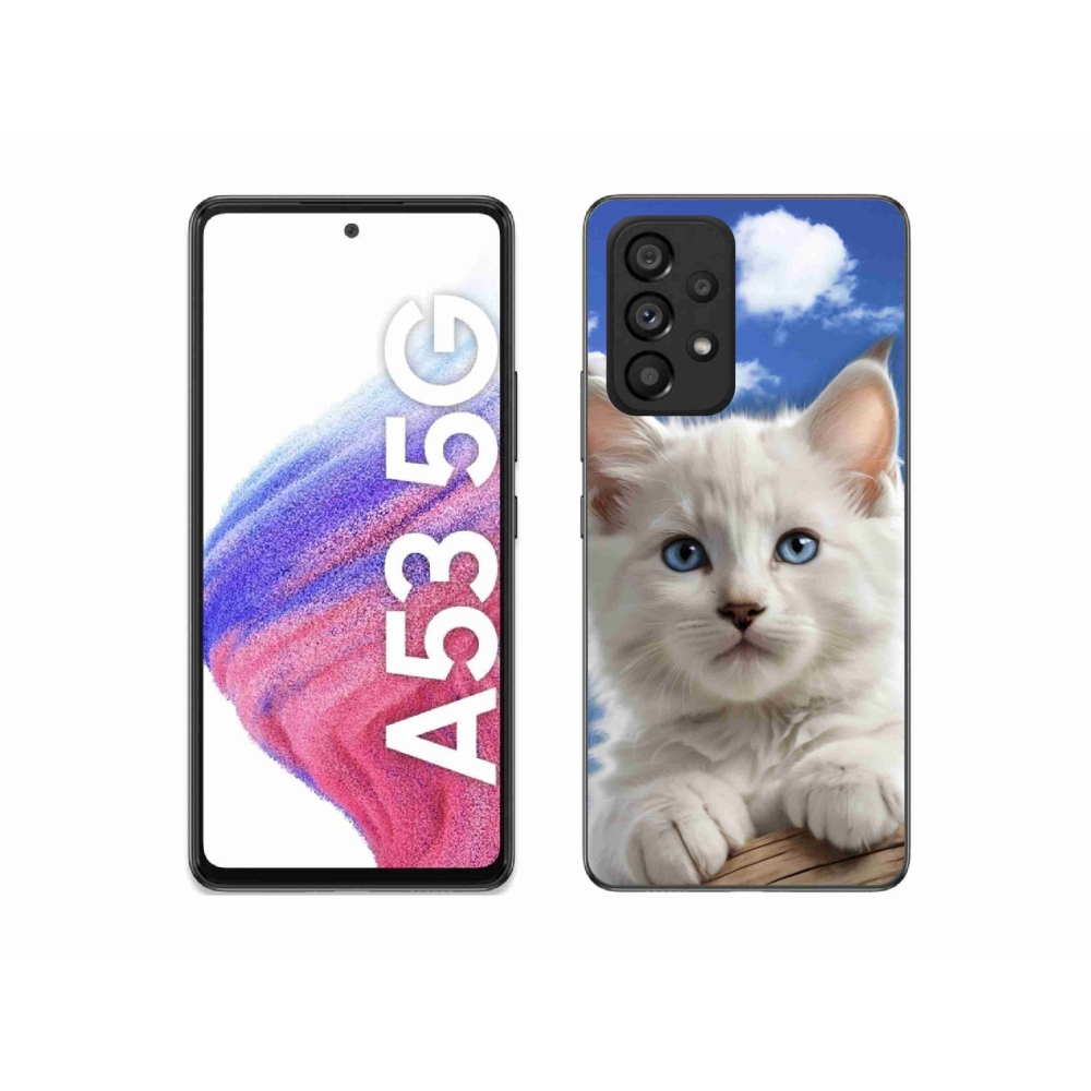 Gél borítás mmCase Samsung Galaxy A53 5G - cica és felhők