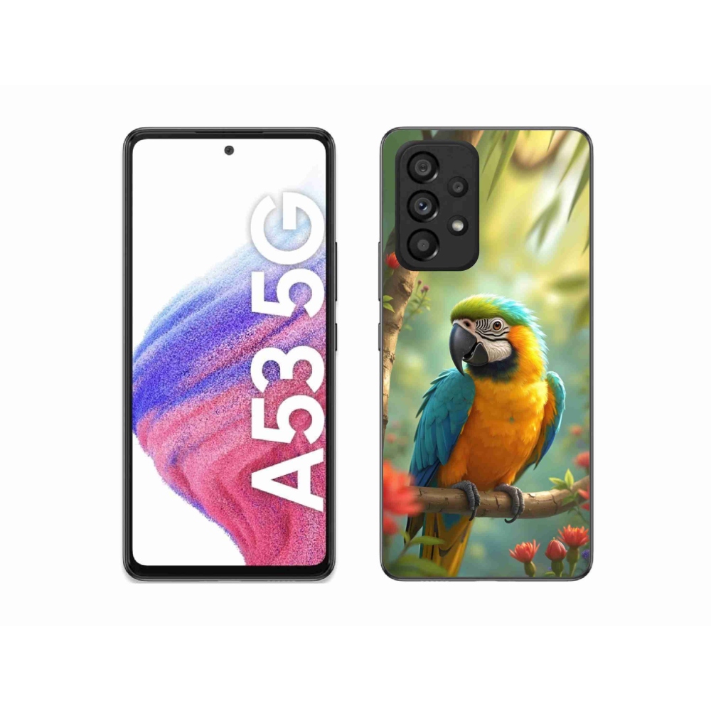 Zselés borítás mmCase Samsung Galaxy A53 5G - papagáj ara kék és sárga