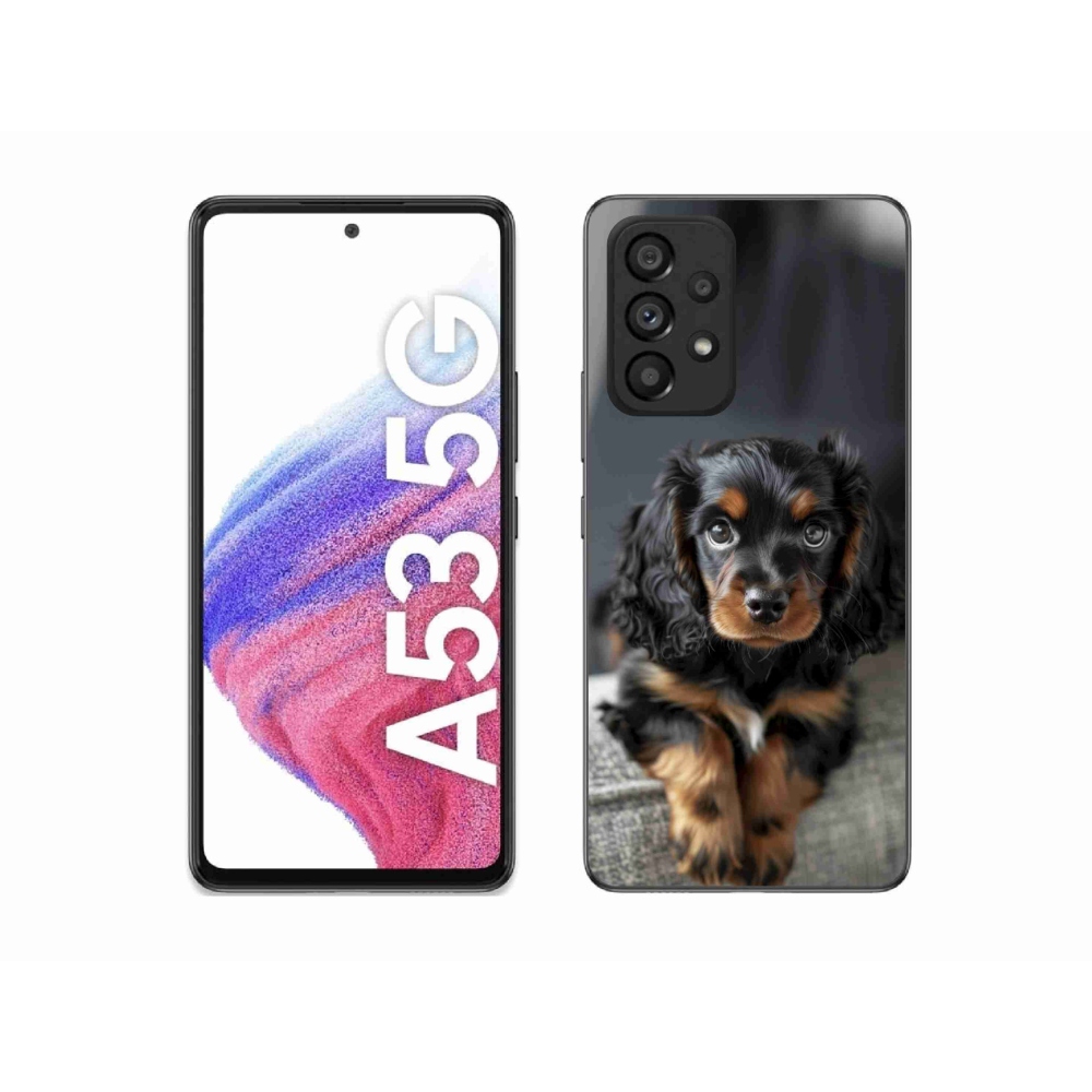 Gél borítás mmCase Samsung Galaxy A53 5G - aranyos hosszú szőrű tacskóhoz