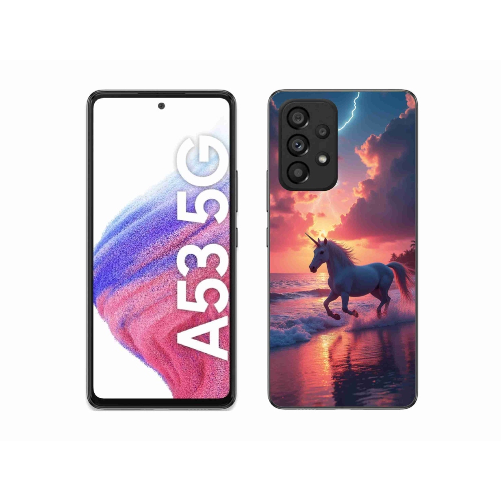 Zselés borítás mmCase Samsung Galaxy A53 készülékhez - egyszarvú a tengerparton