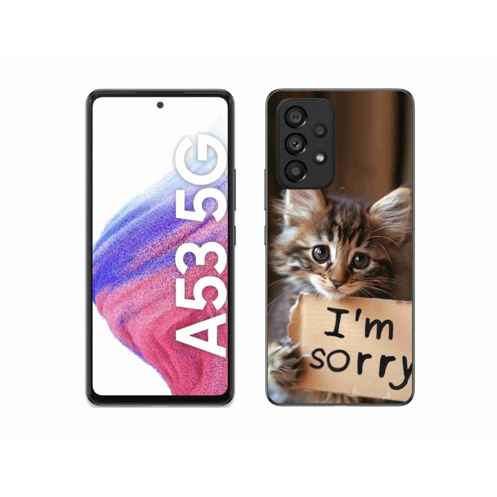 Gél borítás mmCase Samsung Galaxy A53 készülékhez - macska bocsánatkérése