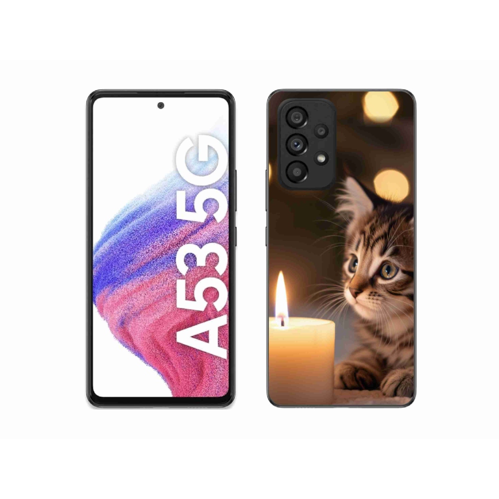 Gél borítás mmCase Samsung Galaxy A53 készülékhez - cica és gyertya