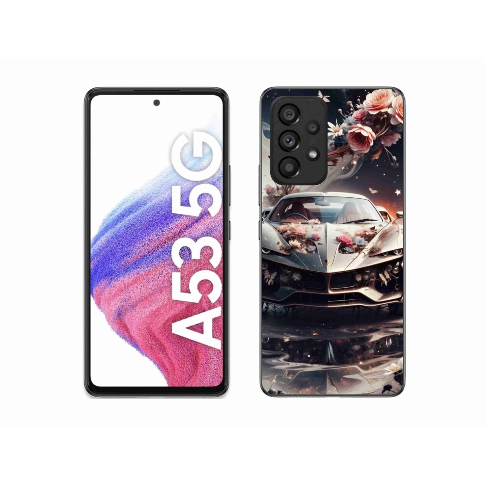 Gél borítás mmCase Samsung Galaxy A53 készülékhez - virágos sportkocsi