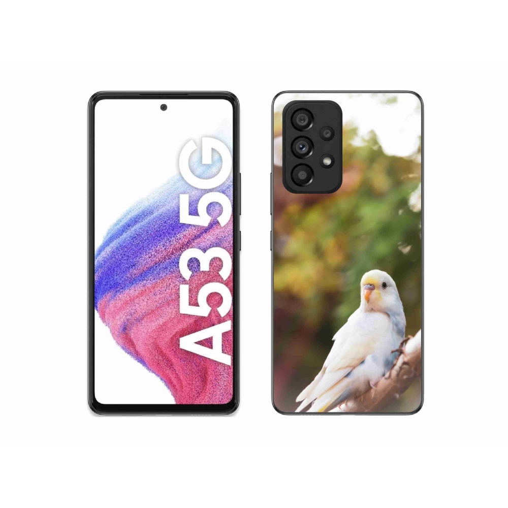Zselés borítás mmCase Samsung Galaxy A53 - papagáj és fehér