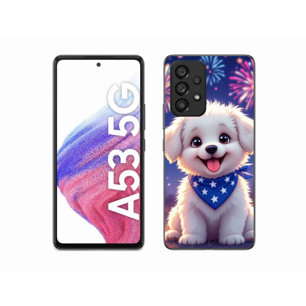 Gél borítás mmCase Samsung Galaxy A53 készülékhez - ünnepi kölyökkutya