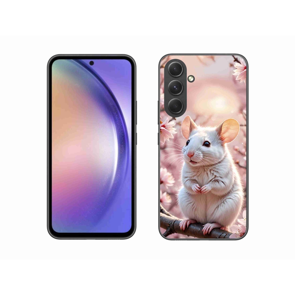 Zselés borítás mmCase Samsung Galaxy A54 5G - fehér egér az ágon