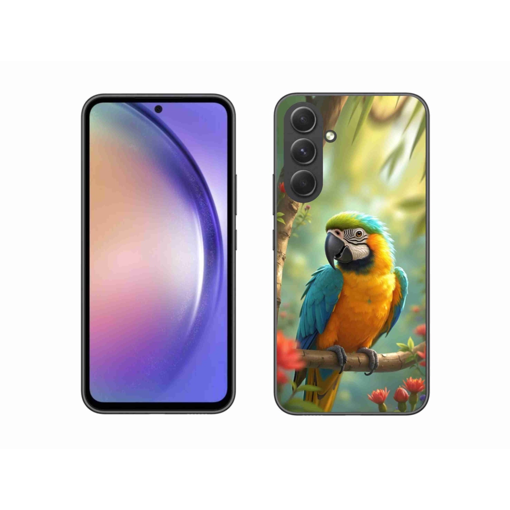 Zselés borítás mmCase Samsung Galaxy A54 5G - papagáj ara kék és sárga