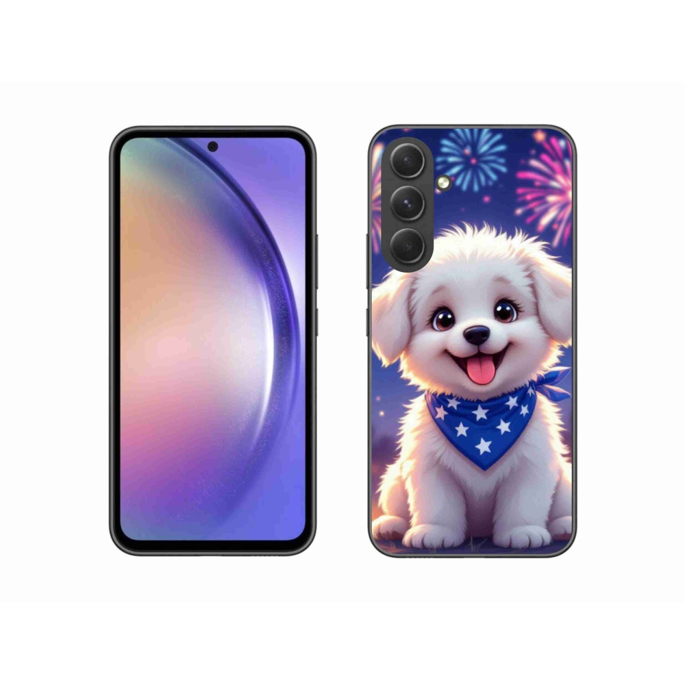 Zselés borítás mmCase Samsung Galaxy A54 5G - ünnepi kölyökkutyushoz