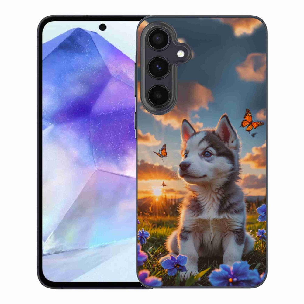 Gél borítás mmCase Samsung Galaxy A55 5G - husky a naplementében