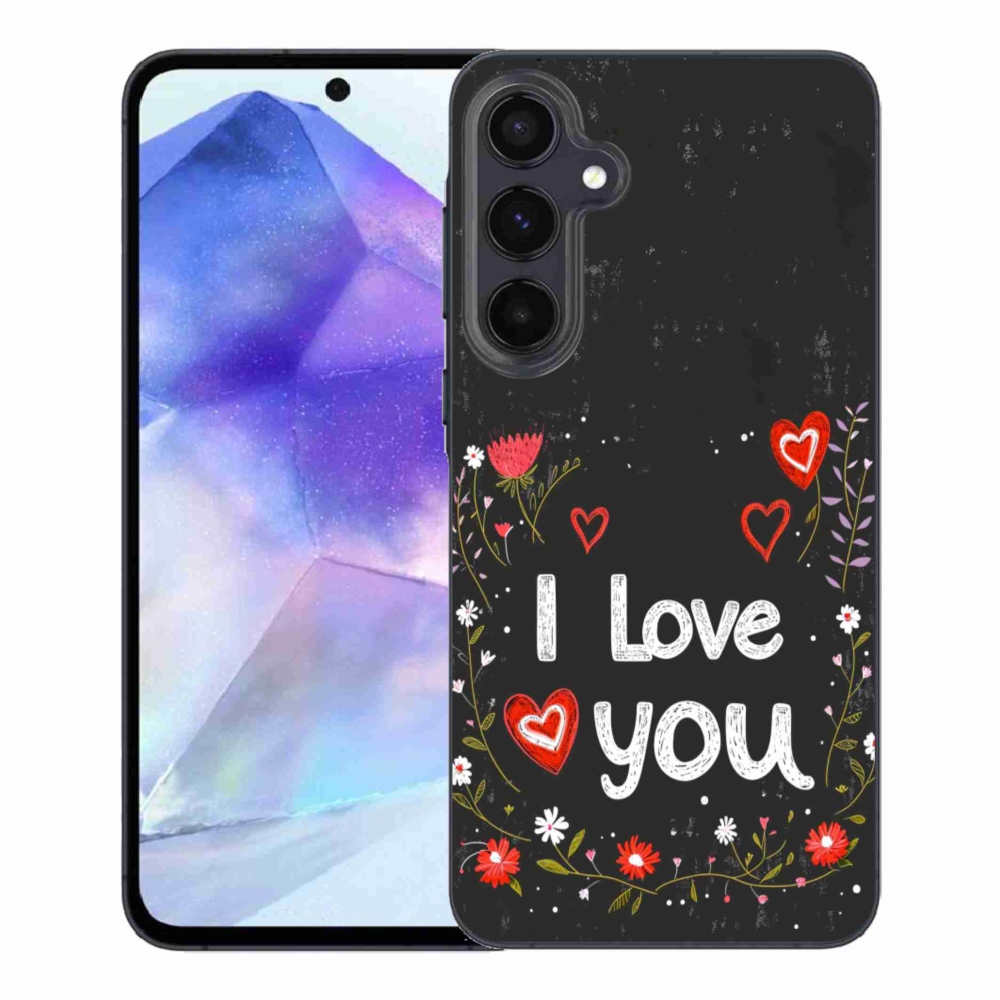 Gél borítás mmCase Samsung Galaxy A55 5G - I love you fekete háttérrel