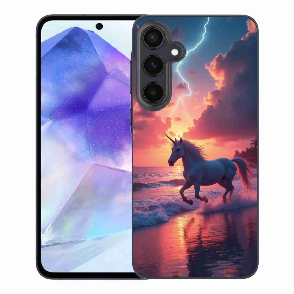 Zselés borítás mmCase Samsung Galaxy A55 5G - egyszarvú a tengerparton