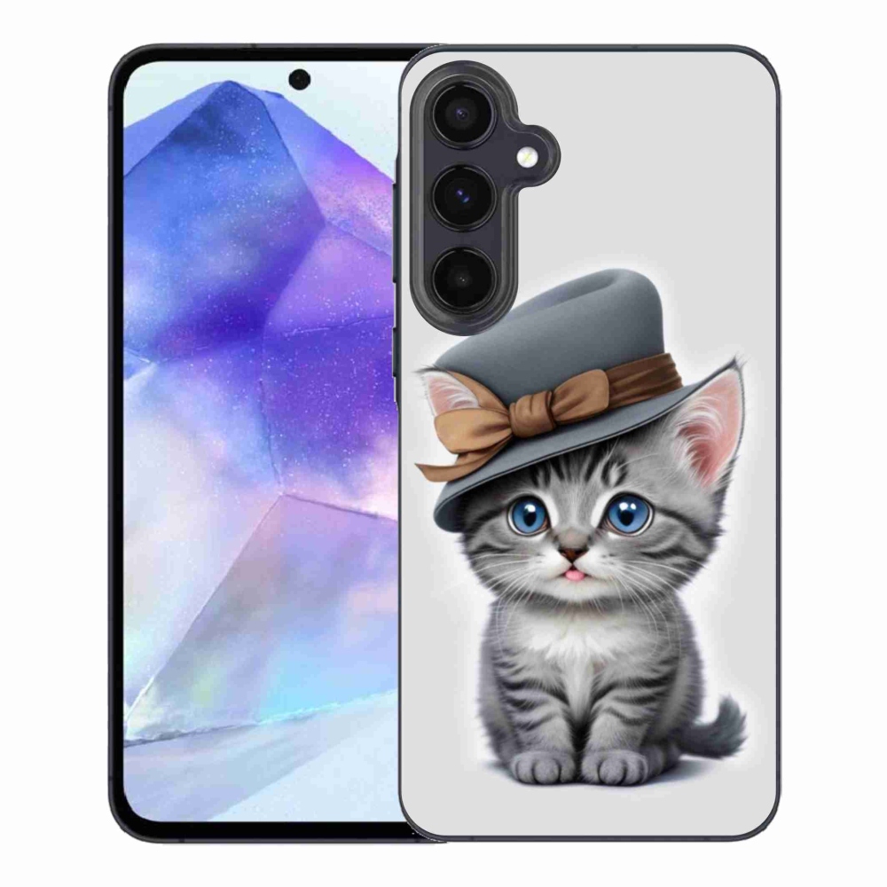 Zselés borítás mmCase Samsung Galaxy A55 5G - cica sapkával