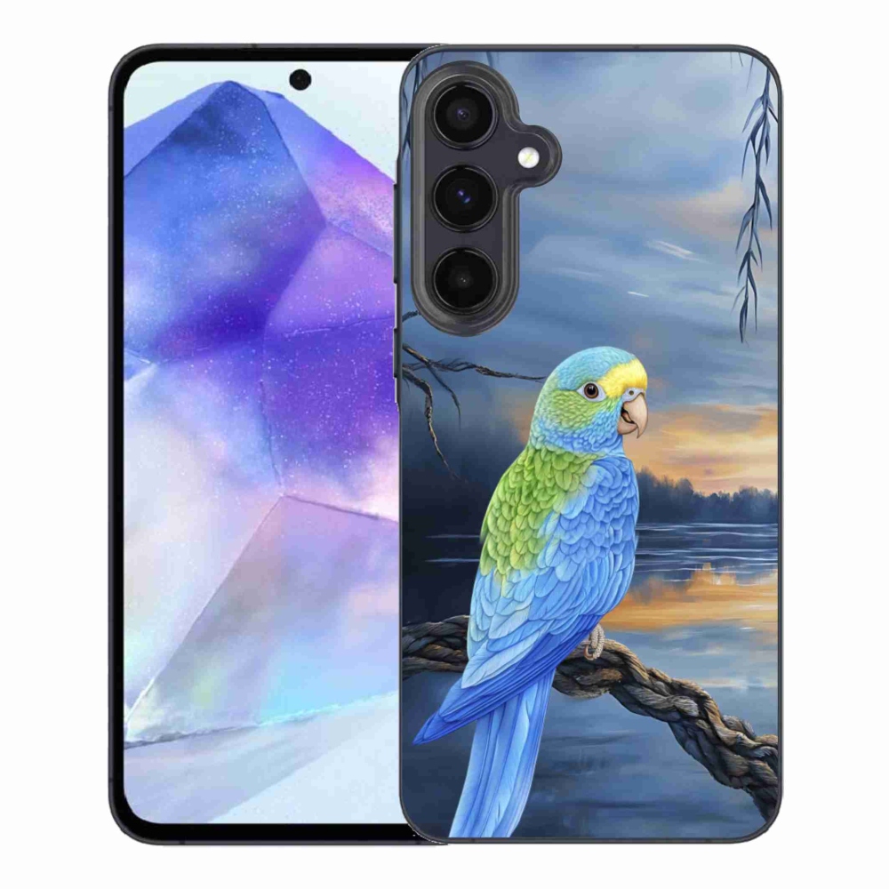 Gél védőhuzat mmCase Samsung Galaxy A55 5G - kék papagájhoz