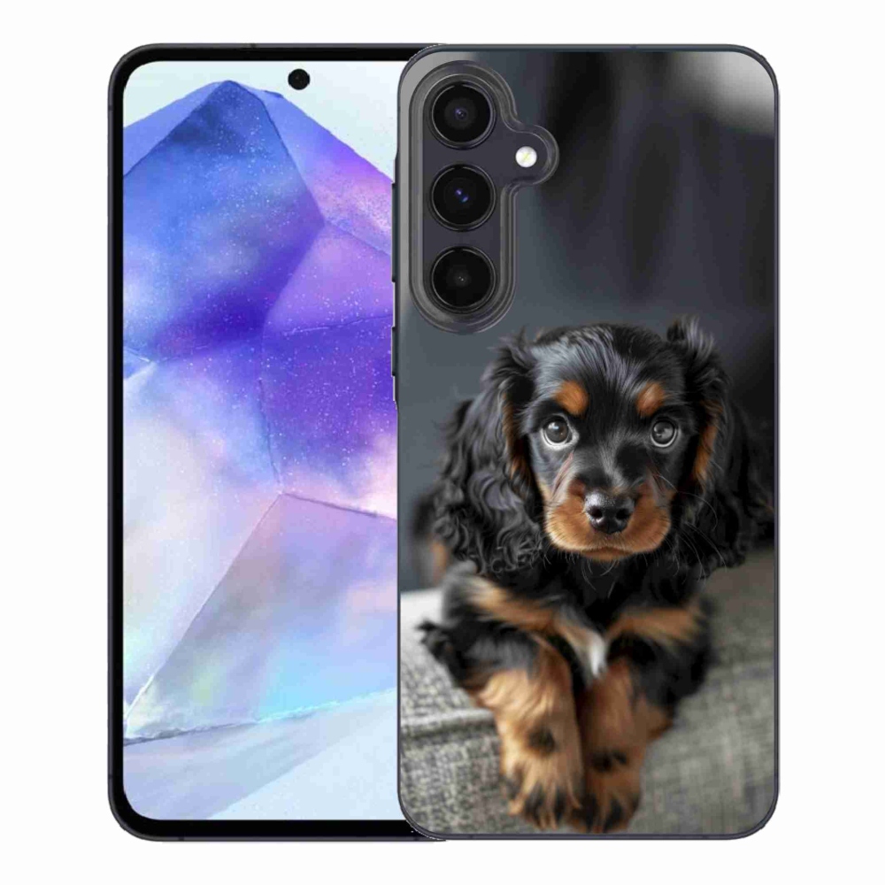 Gél borítás mmCase Samsung Galaxy A55 5G - aranyos hosszú szőrű tacskóhoz