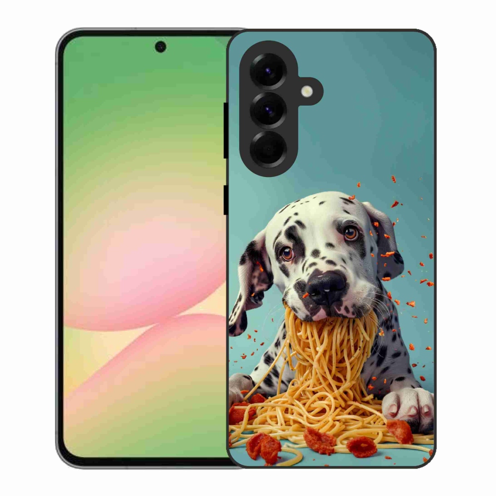Gél borító mmCase Samsung Galaxy A56 5G - Dalmát és spagetti - Samsung Galaxy A56 5G számára
