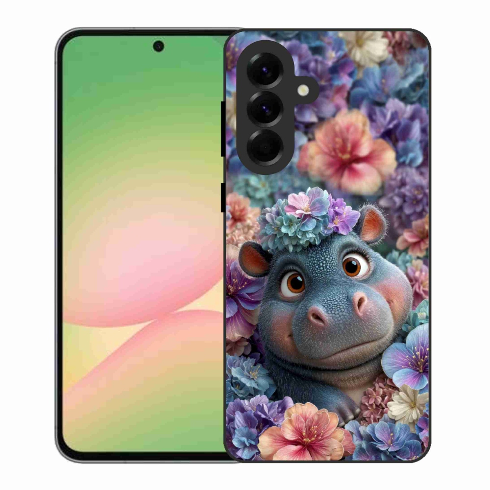 Zselés borító mmCase Samsung Galaxy A56 5G - víziló virágokban