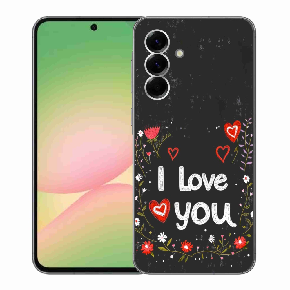 Gél borítás mmCase Samsung Galaxy A56 5G - I love you fekete háttérrel