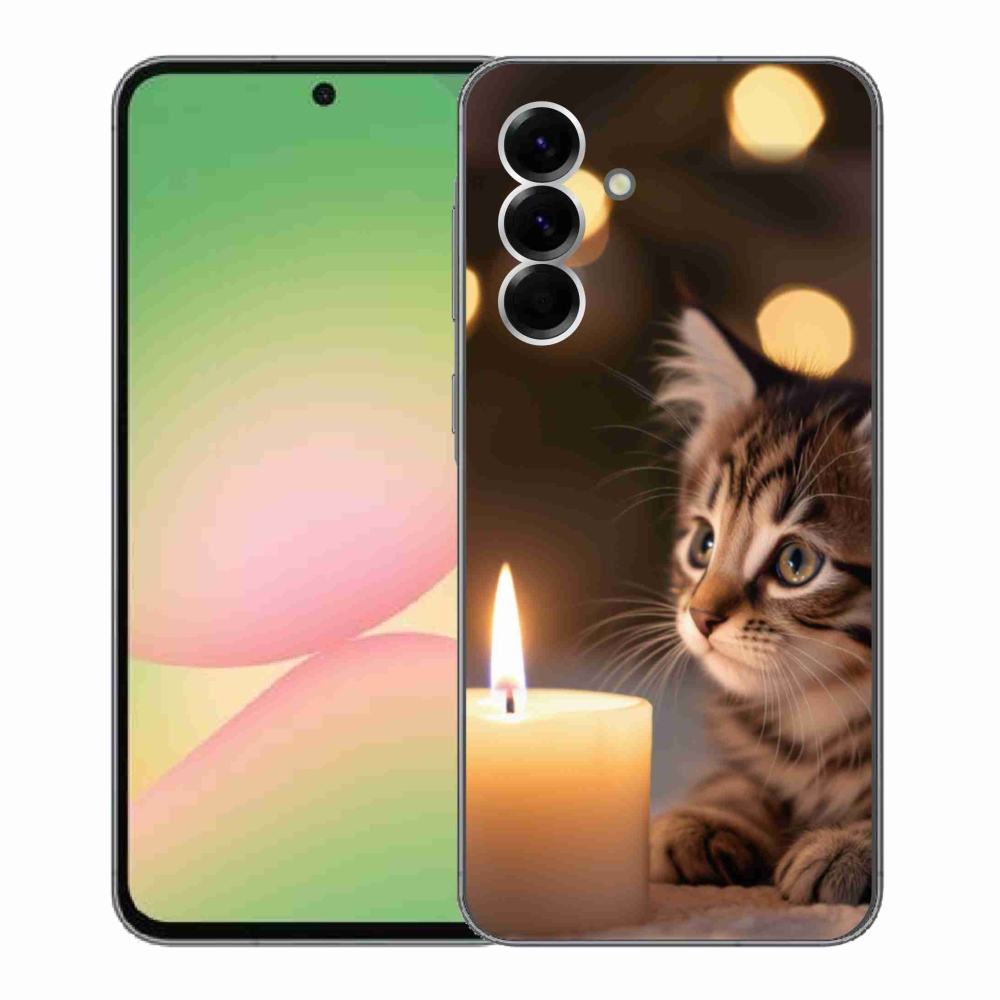 Gél borítás mmCase Samsung Galaxy A56 5G - cica és gyertya