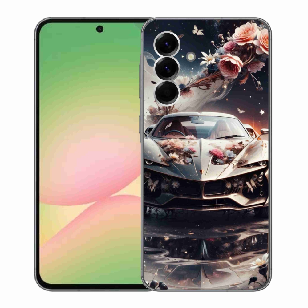 Gél borítás mmCase Samsung Galaxy A56 5G - virágos sportkocsihoz