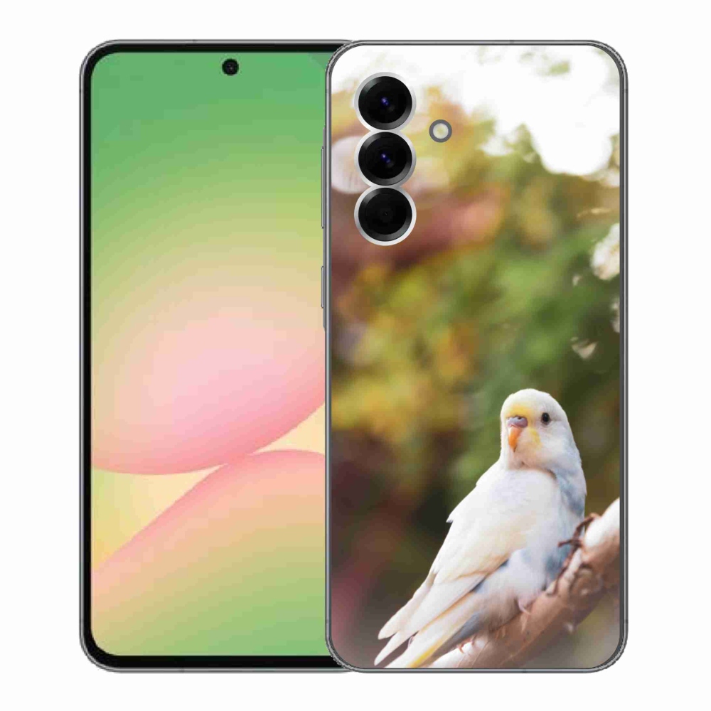 Zselés borítás mmCase Samsung Galaxy A56 5G - papagáj andulka fehér