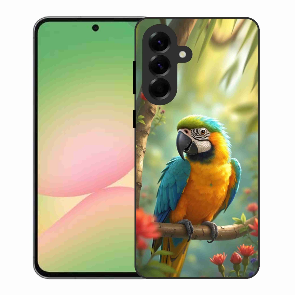 Zselés borítás mmCase Samsung Galaxy A56 5G - papagáj ara kék és sárga