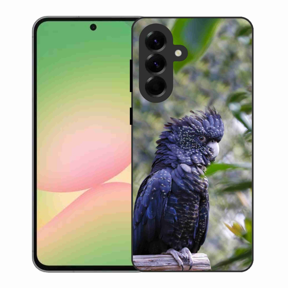 Zselés borítás mmCase Samsung Galaxy A56 5G - papagáj kakadu fekete