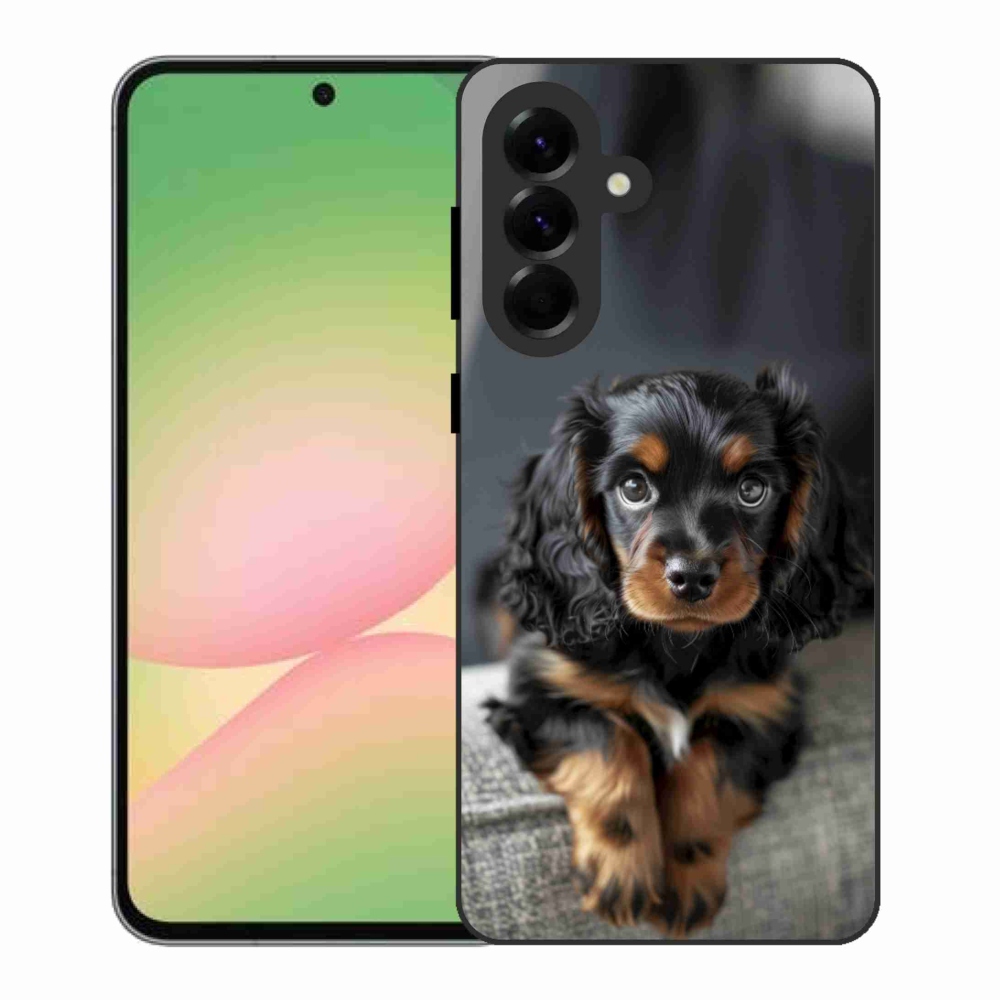 Gél borítás mmCase Samsung Galaxy A56 5G - aranyos hosszú szőrű tacskóhoz