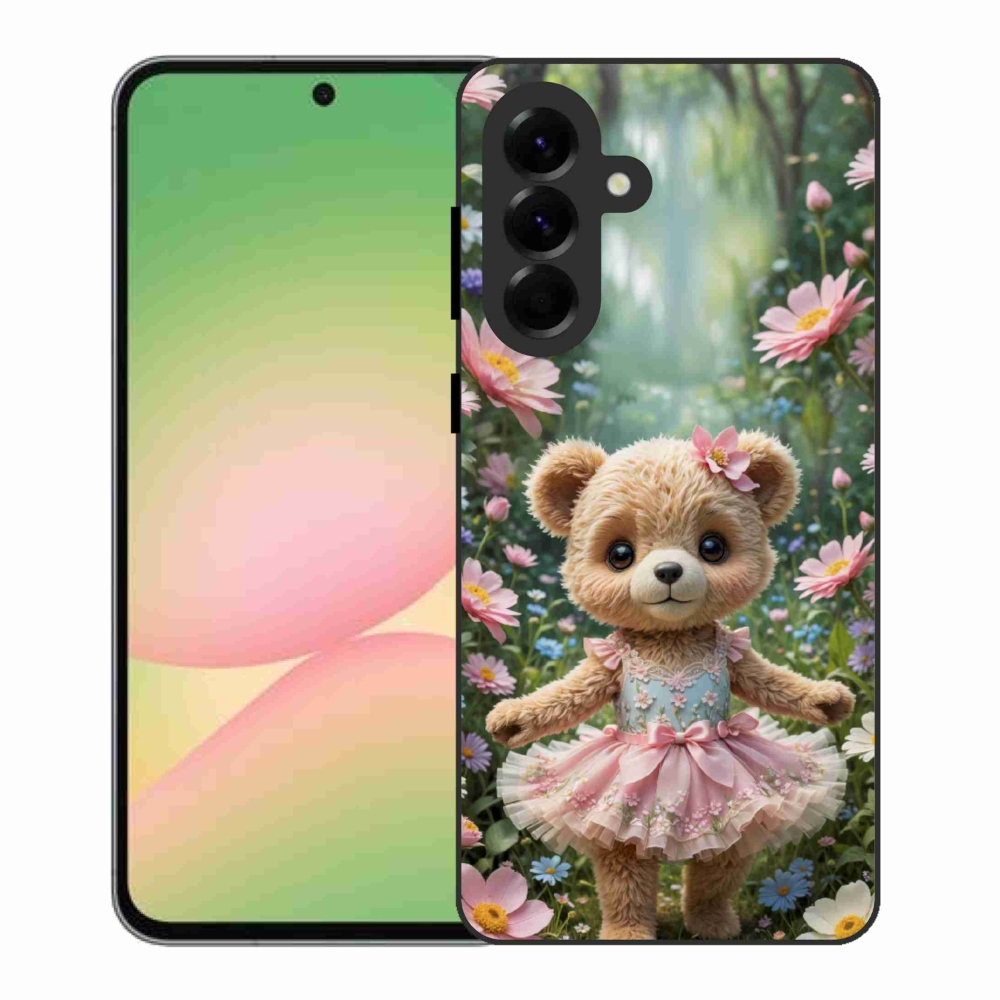 Gél borítás mmCase Samsung Galaxy A56 5G - aranyos mackó virágokkal