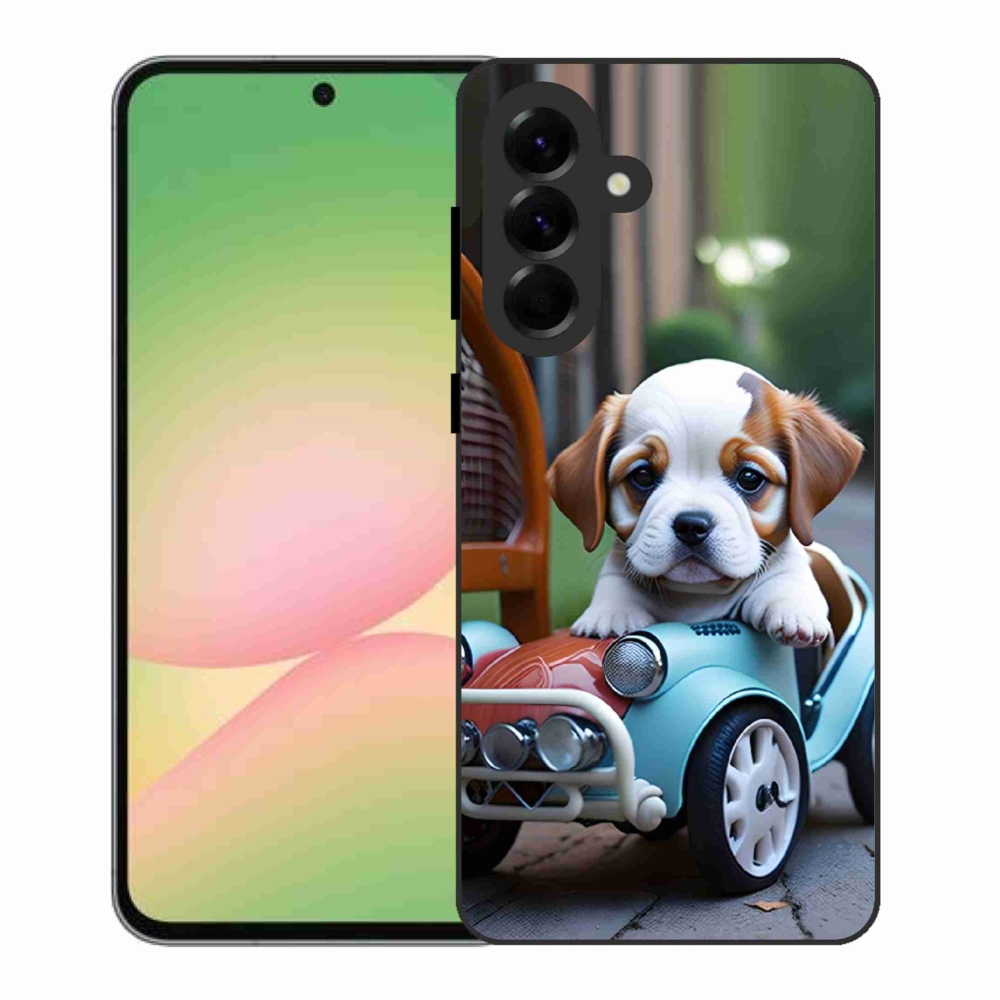 Gél borítás mmCase Samsung Galaxy A56 5G - kiskutya egy retro autóban