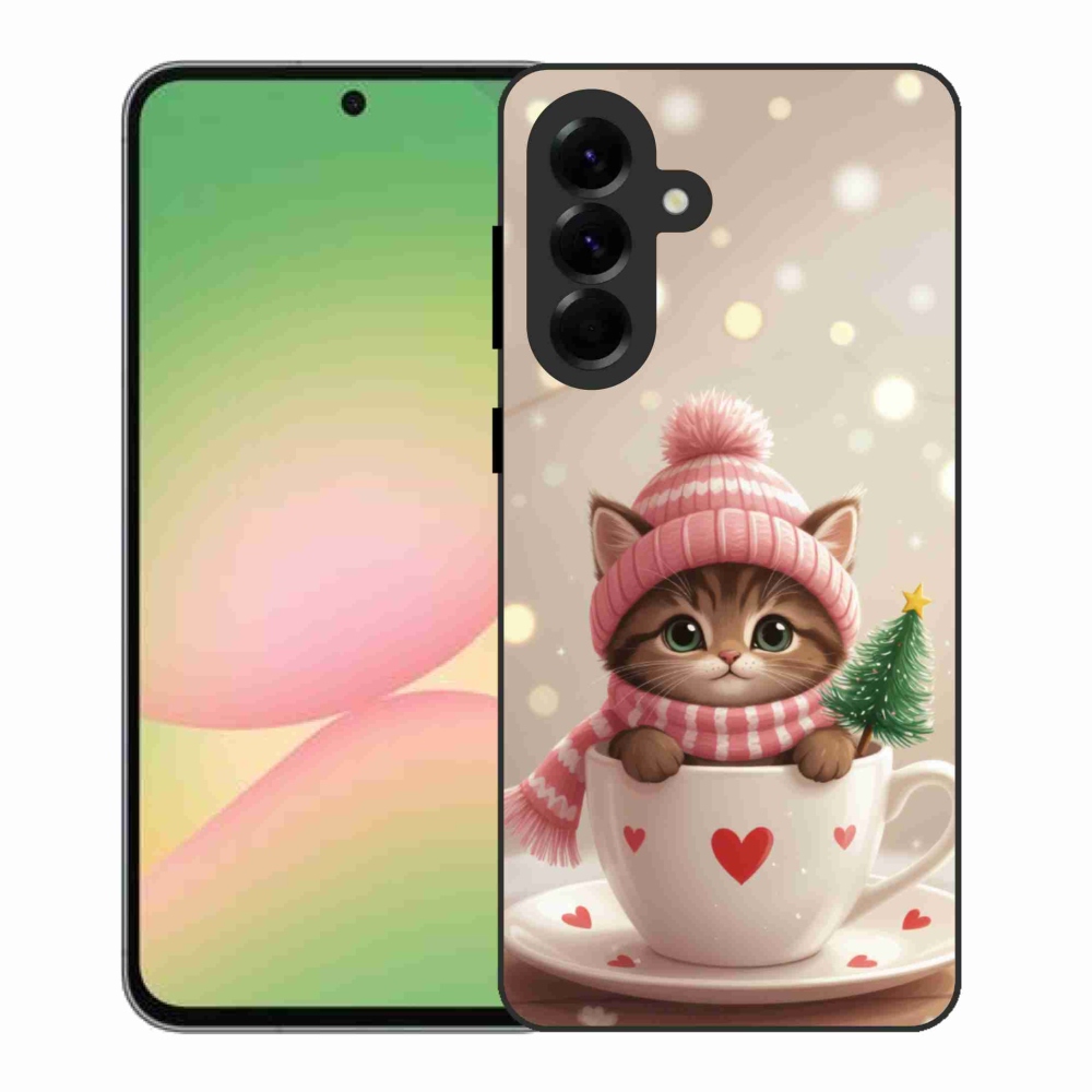 Gél borítás mmCase Samsung Galaxy A56 5G - Karácsonyi cica egy csészében