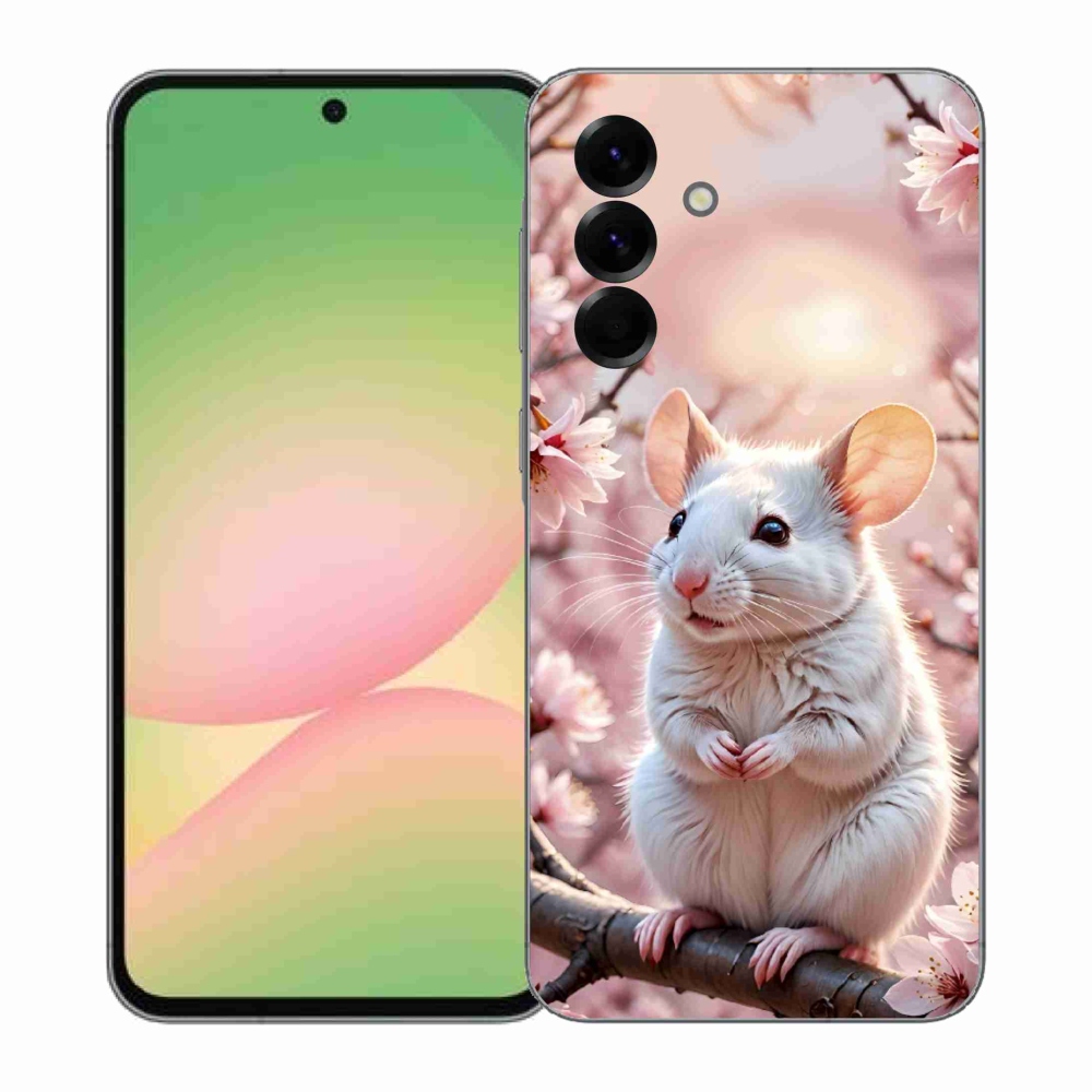 Zselés borítás mmCase Samsung Galaxy A57 5G - fehér egér az ágon
