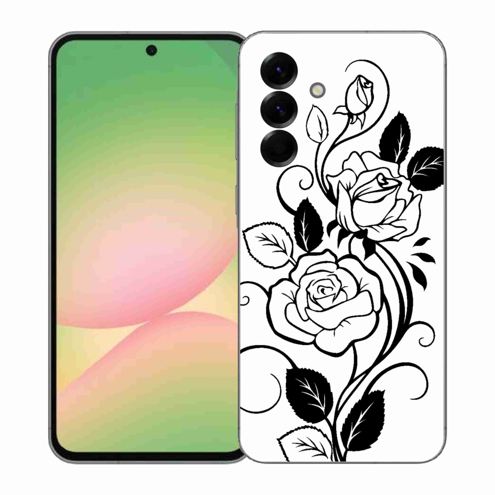 Zselés borítás mmCase Samsung Galaxy A57 5G - fekete és fehér rózsa