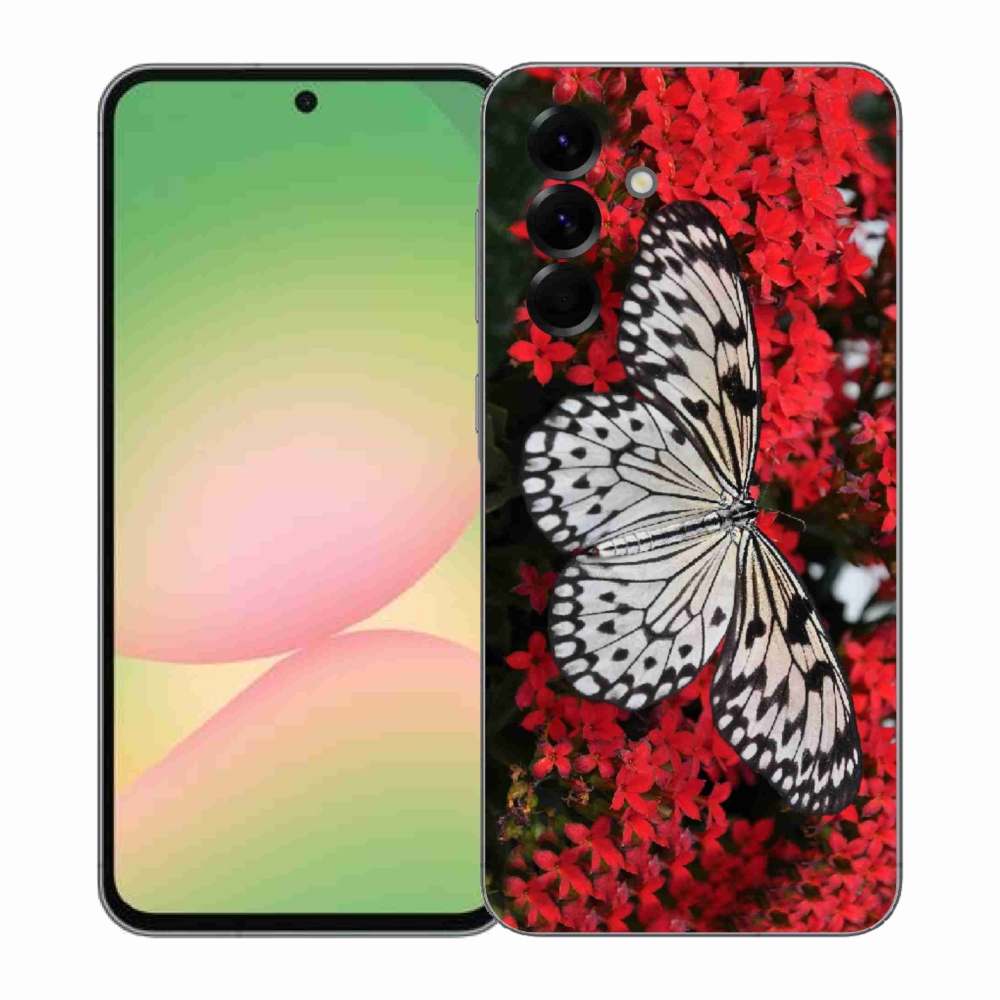 Zselés borítás mmCase Samsung Galaxy A57 5G - fekete-fehér pillangó 1