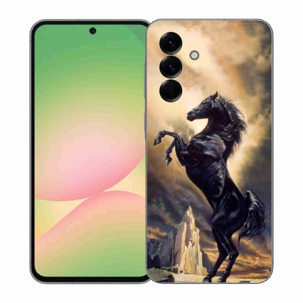 Gél borítás mmCase Samsung Galaxy A57 5G - fekete rajzfilm lóhoz